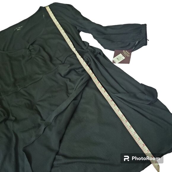 Ava & Viv womens plus size 4X ballon long sleeve wrap dress Drawstring Black - Picture 4 of 14